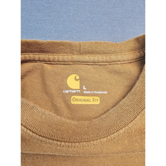 Carhartt Men's Original Fit Long Sleeve Pocket T Shirt Tan Size Large K87 BRN - Picture 3 of 7